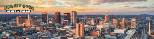 birmingham, alabama skyline at dusk near alabaster