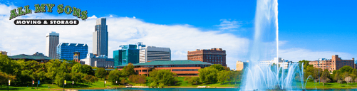 omaha skyline and water fountain during daytime