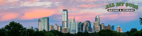 houston city skyline at dusk near katy, texas