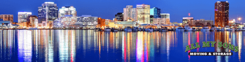 virginia beach, va, city skyline lit up at night