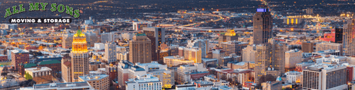 entire san antonio skyline lit up at dusk