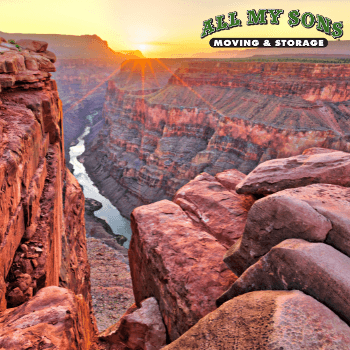 A view of the Grand Canyon at sunrise.