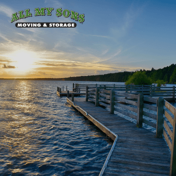 wooden dock on lake wylie near pineville, north carolina