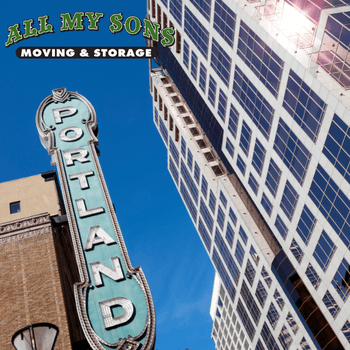 iconic portland sign in downtown portland oregon