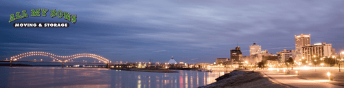 hernando de soto bridge and memphis skyline lit up at night