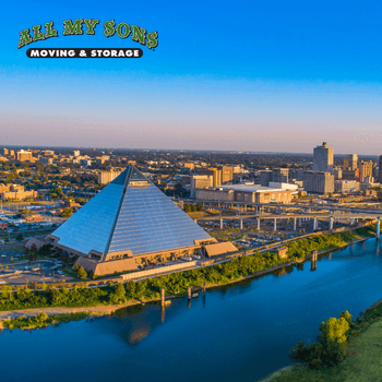 entire skyline of memphis at dusk