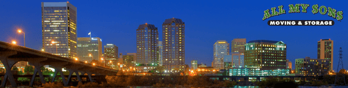 richmond virginia skyline lit up at night