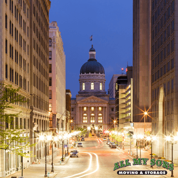 indiana state capitol building at night